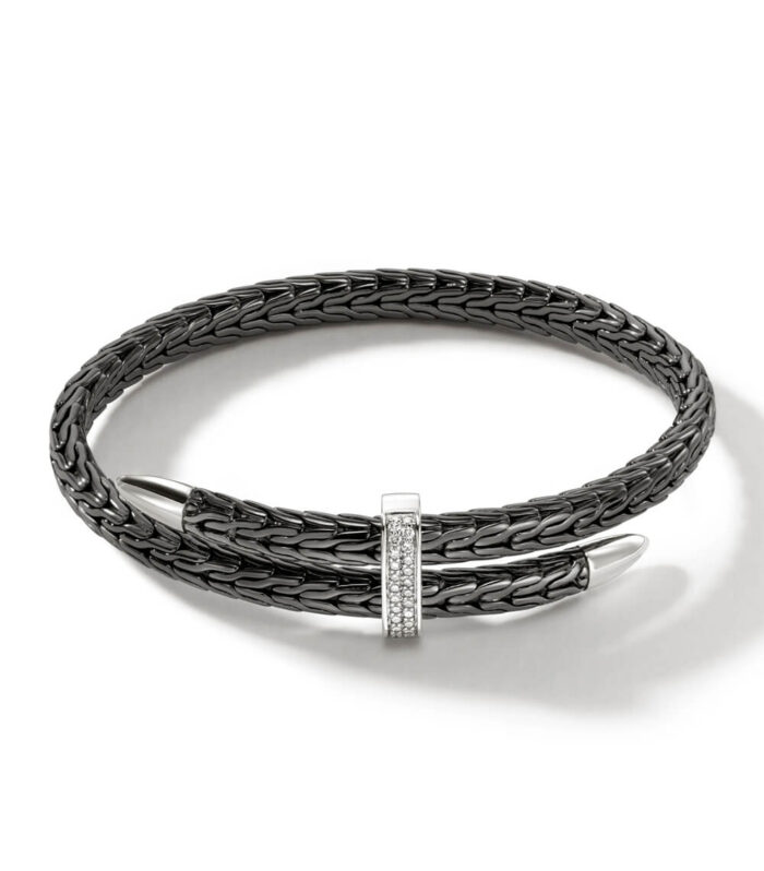 Spear Flex Cuff, Dark Silver, Diamonds (copia)