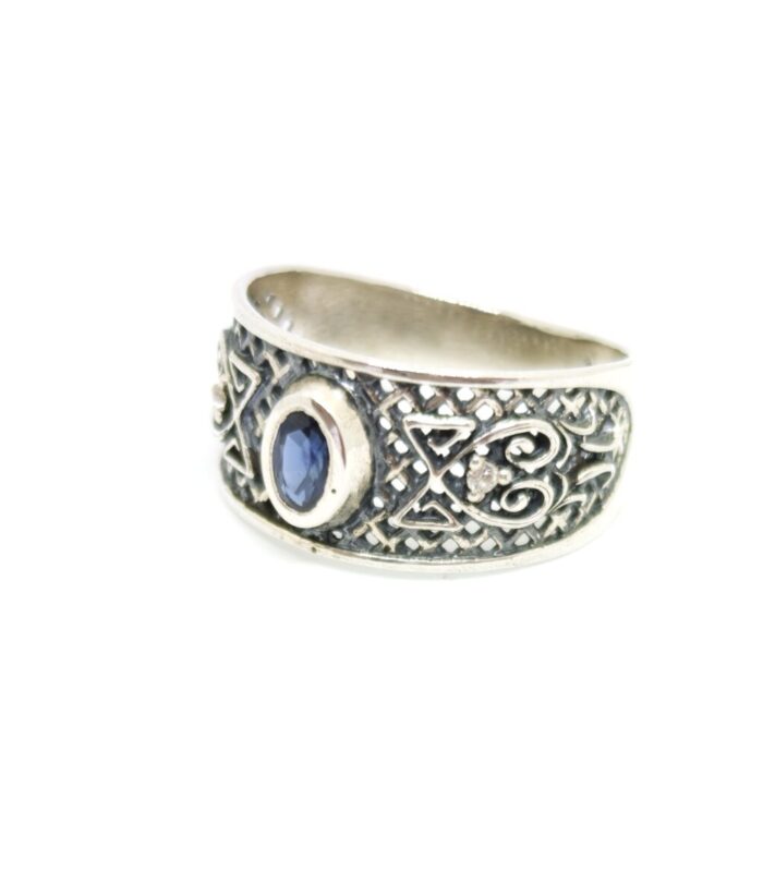 Anillo Sello Vintage con Zafiro Natural – Plata de Ley 925